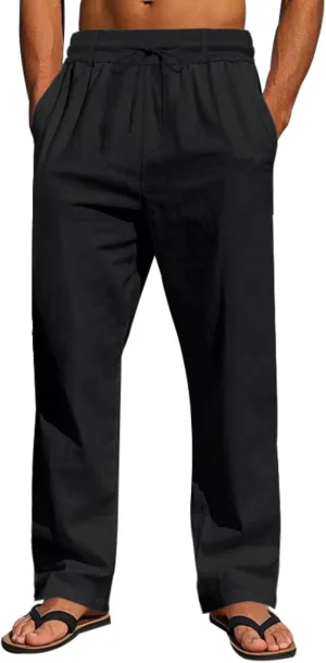 Man Loose Fit Trousers Pants for Man Linen Thin Ruched Straight Leg Basic Long Leg Fall Summer Trousers Pants 2025