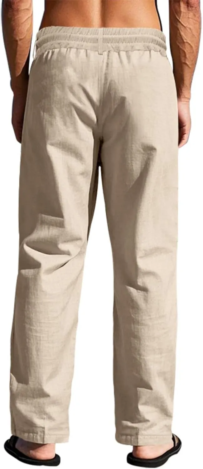 Man Loose Fit Trousers Pants for Man Linen Thin Ruched Straight Leg Basic Long Leg Fall Summer Trousers Pants 2025