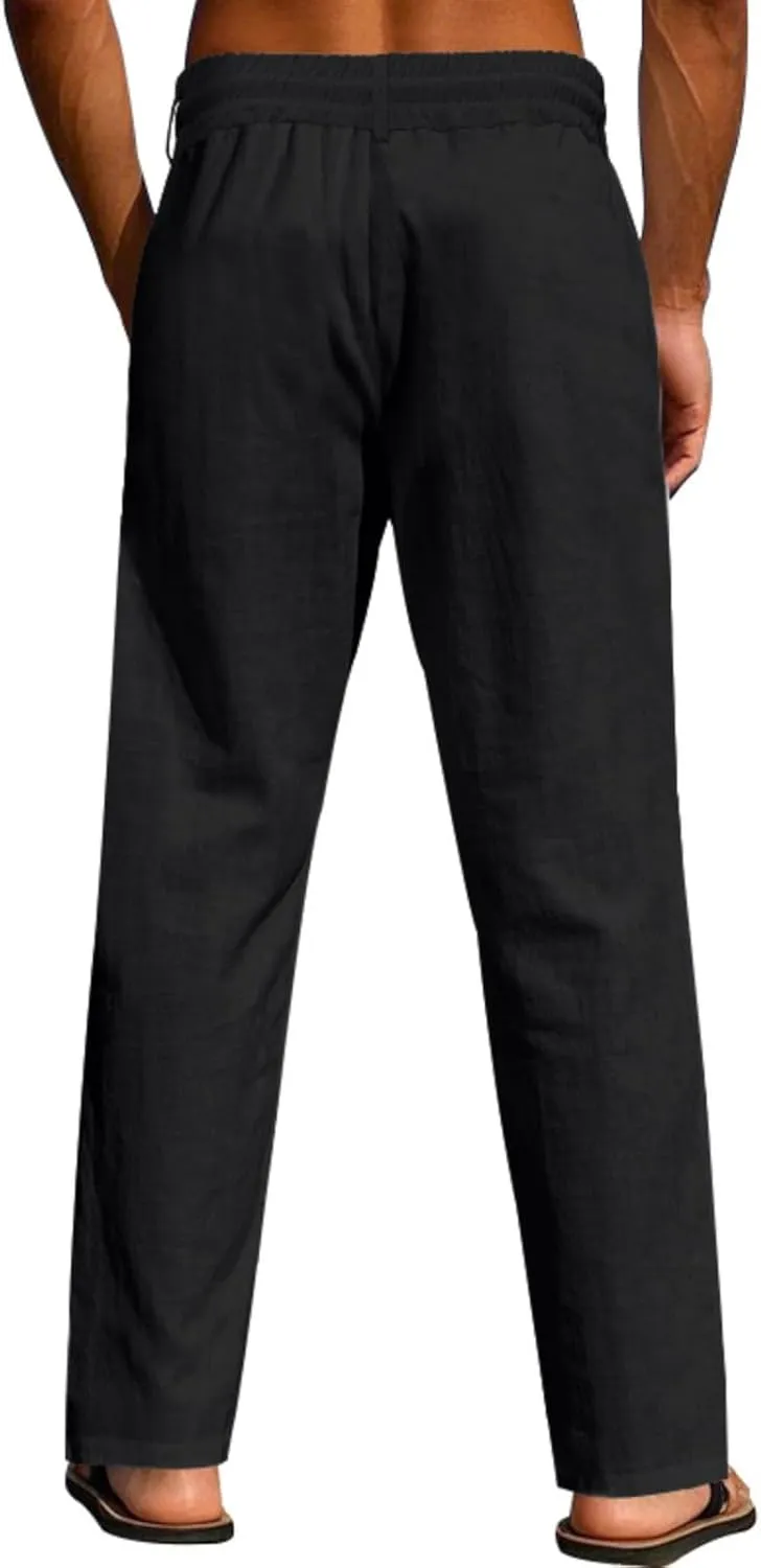 Man Loose Fit Trousers Pants for Man Linen Thin Ruched Straight Leg Basic Long Leg Fall Summer Trousers Pants 2025