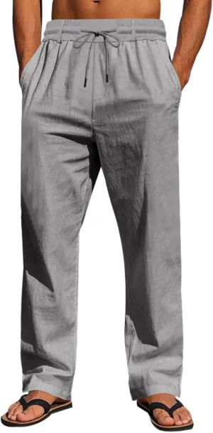 Man Loose Fit Trousers Pants for Man Linen Thin Ruched Straight Leg Basic Long Leg Fall Summer Trousers Pants 2025