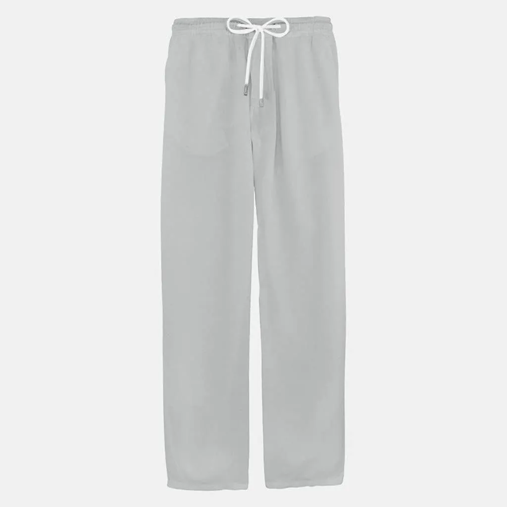 Men Linen Pants Loose Drawstring Lounge Pants Elastic Waist Dress Pants Lightweight Summer Pants Casual Trousers