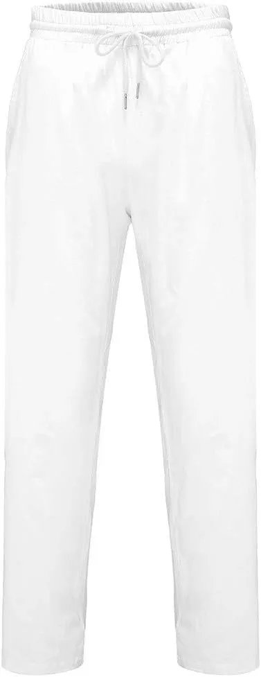 Men Linen Pants Loose Drawstring Lounge Pants Elastic Waist Dress Pants Lightweight Summer Pants Casual Trousers