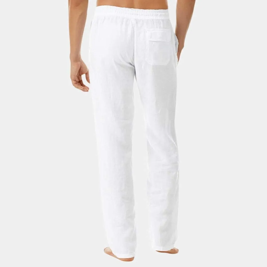 Men Linen Pants Loose Drawstring Lounge Pants Elastic Waist Dress Pants Lightweight Summer Pants Casual Trousers