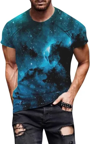 Mens 3D Printed T-Shirt Aloha Hipster Hip Hop Pullover Tees Workout Colour Block Gym Muscle Top Vintage Blouse