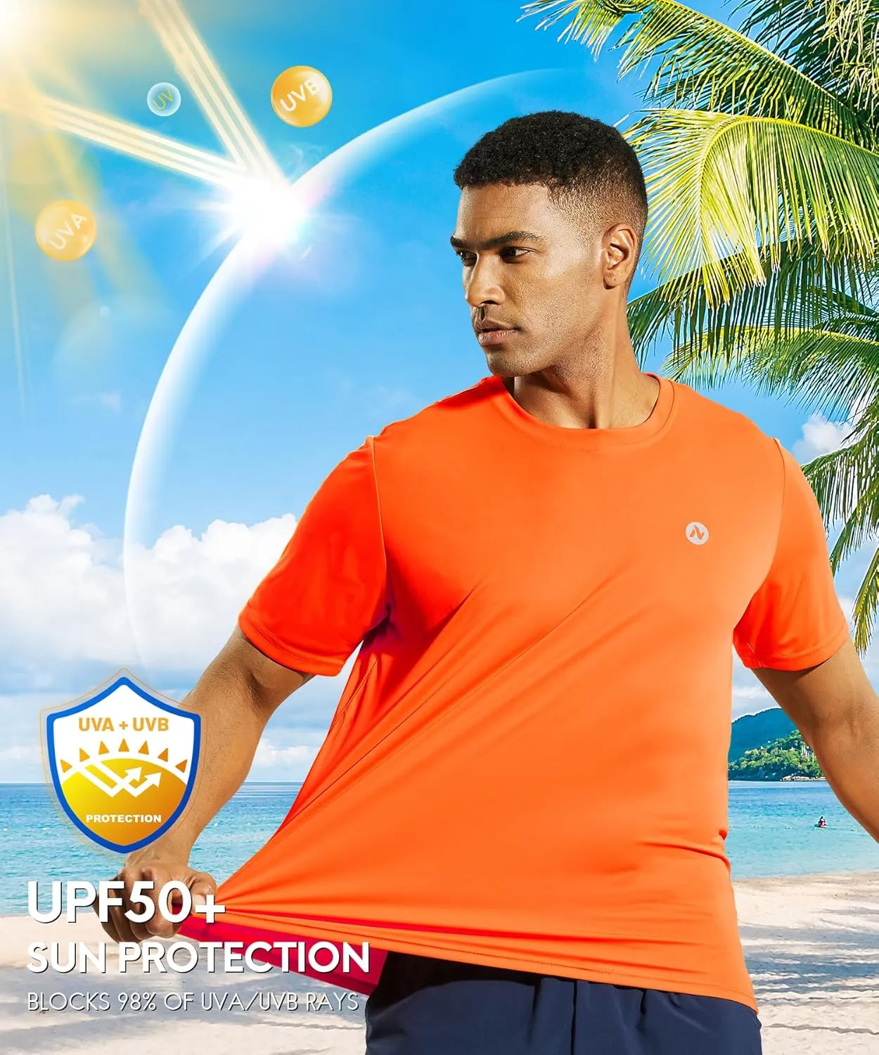 Mens Athletic Running Dry Fit T-Shirts Workout Gym Short Sleeve Crewneck UPF 50  UV Sun Protection Active Tee