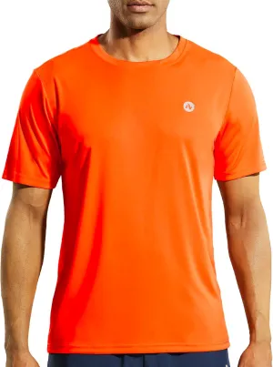 Mens Athletic Running Dry Fit T-Shirts Workout Gym Short Sleeve Crewneck UPF 50  UV Sun Protection Active Tee