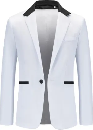 Men's Blazers One Button Lapel Up Sport Coat Casual Solid Color Business Lightweight Blazer Jacket with Pocket