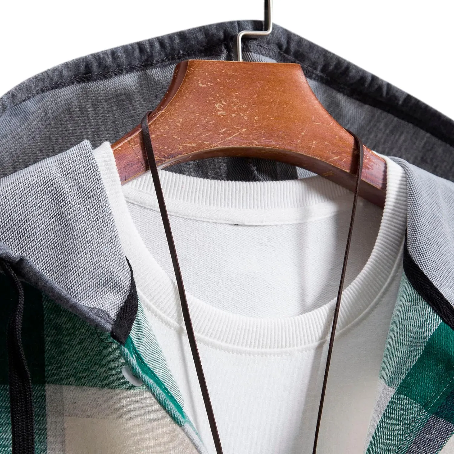Mens Button Down Flannel Shackets with Hood Regular Fit Long Sleeve Oversized Casual Plaid Brushed Western Shirts