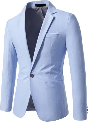Mens Casual Blazer One Button Slim Fit Lightweight Suit Jacket Stretch Business Sports Coat Blazers with Pockets