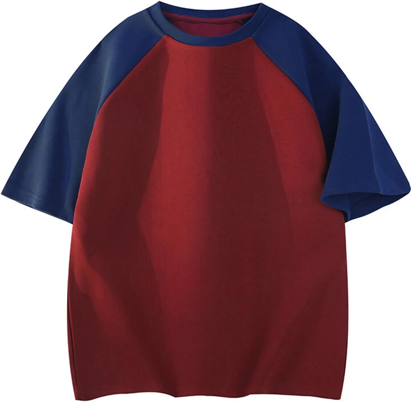 Men's Casual Color Block Tshirt Short Sleeve Loose Fit Breathable Top Quick Dry Raglan Sleeve Gym Running Casual Sport Wear