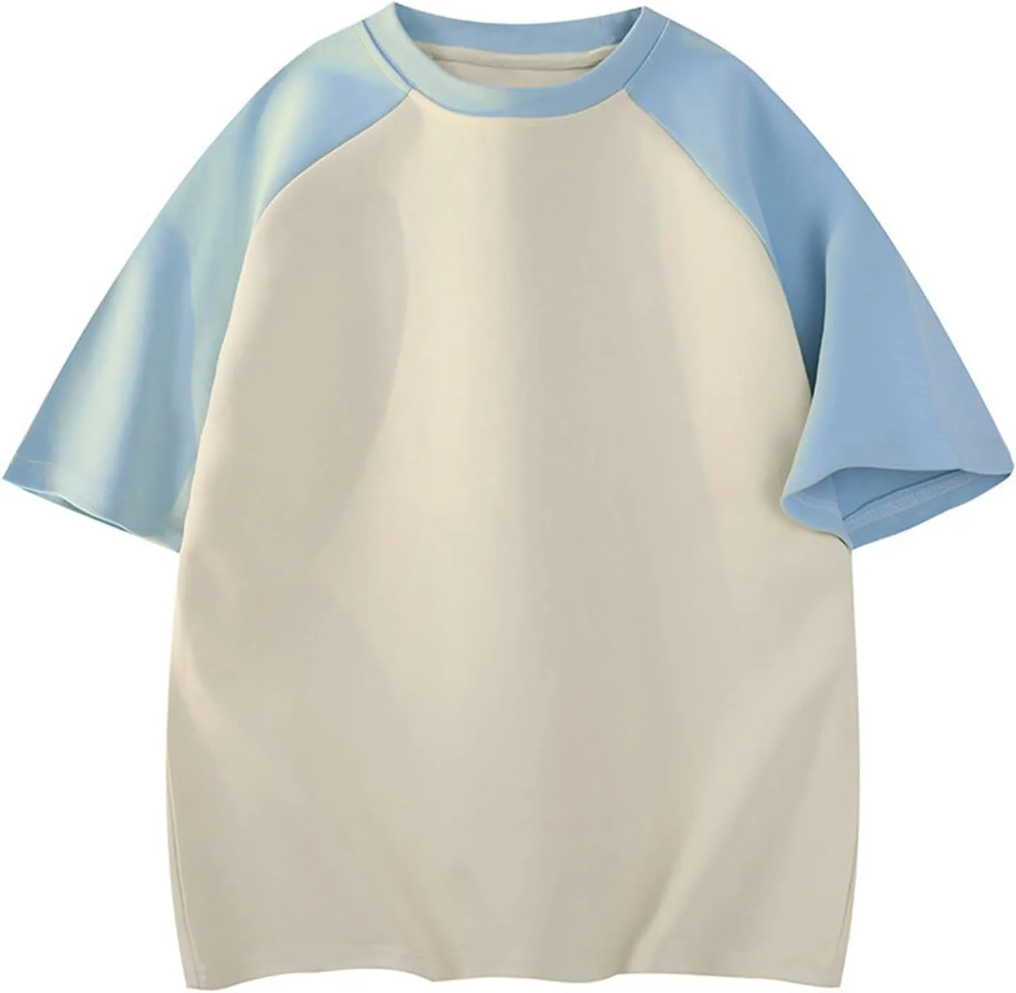 Men's Casual Color Block Tshirt Short Sleeve Loose Fit Breathable Top Quick Dry Raglan Sleeve Gym Running Casual Sport Wear