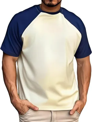 Men's Casual Color Block Tshirt Short Sleeve Loose Fit Breathable Top Quick Dry Raglan Sleeve Gym Running Casual Sport Wear