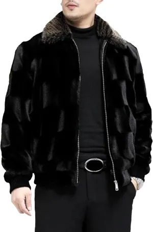 Men's Classic Fluffy Faux Fur Coat Plush Faux Fur Winter Bomber Jacket Turndown Collar Luxury Fleece Coats