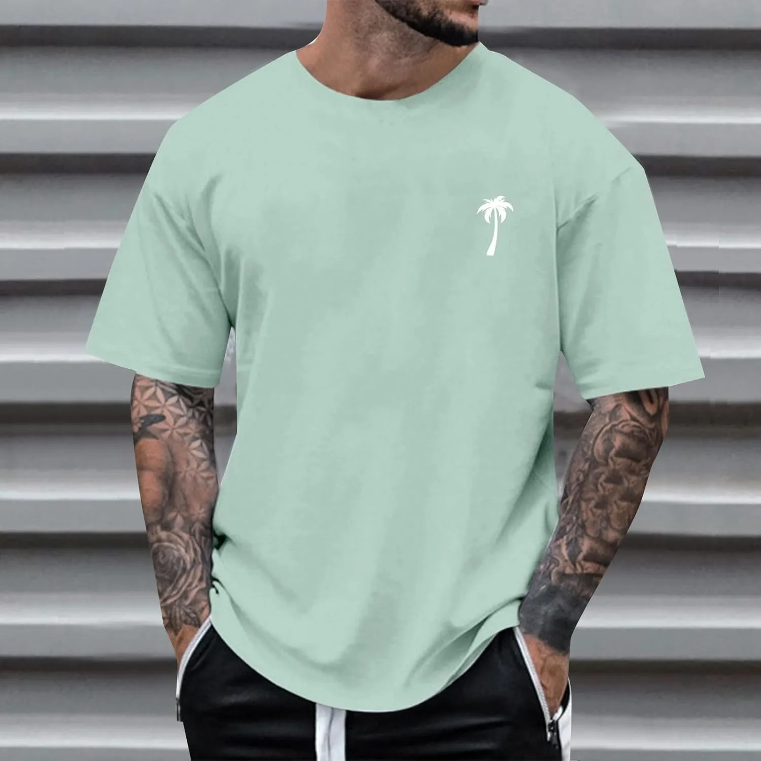 Men's Coconut Printed Graphic Tees Soft Lightweight Crew Neck Short Sleeve T-Shirts Casual Summer Streetwear