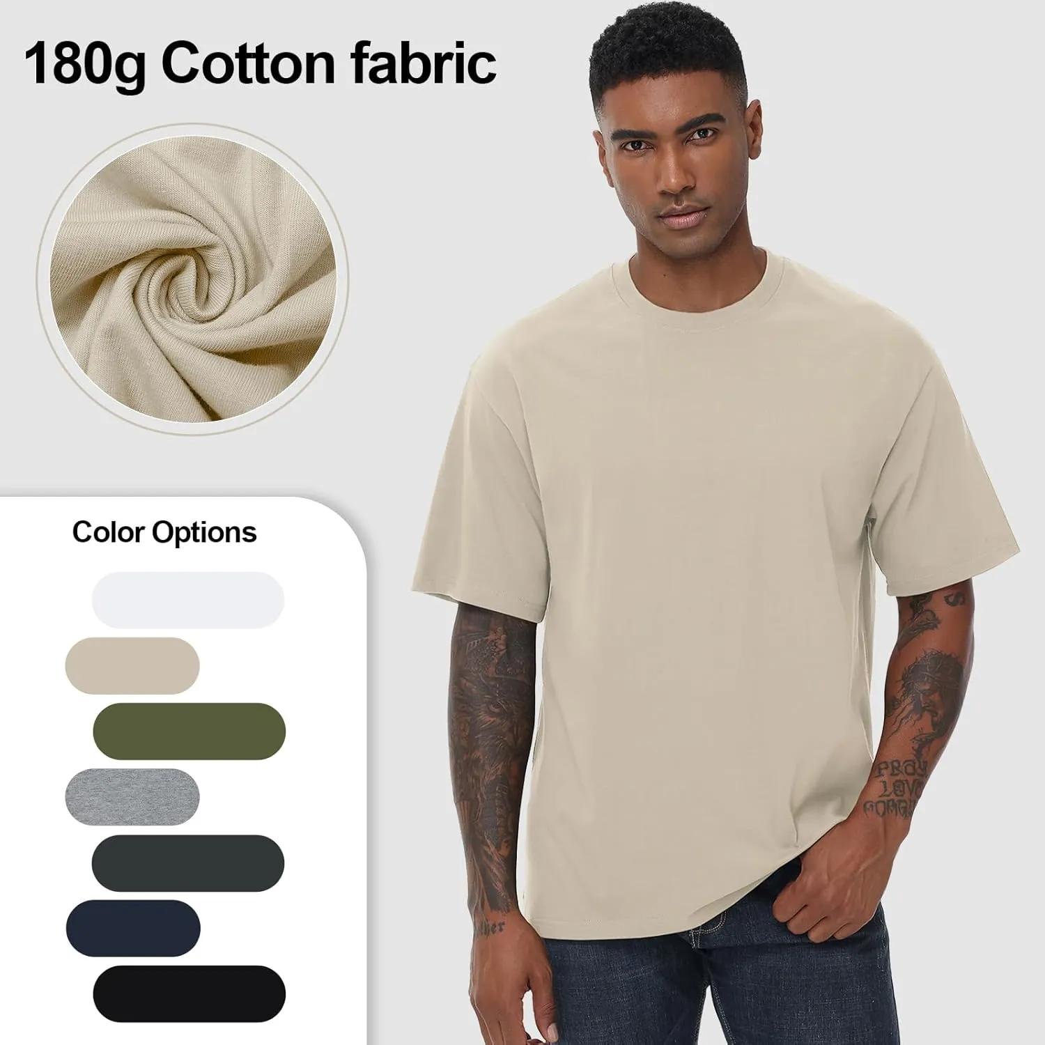 Mens Cotton T Shirts Short Sleeve Crew Neck Basic T-Shirt Essentials Crewneck Cotton T-Shirts Tees for Men
