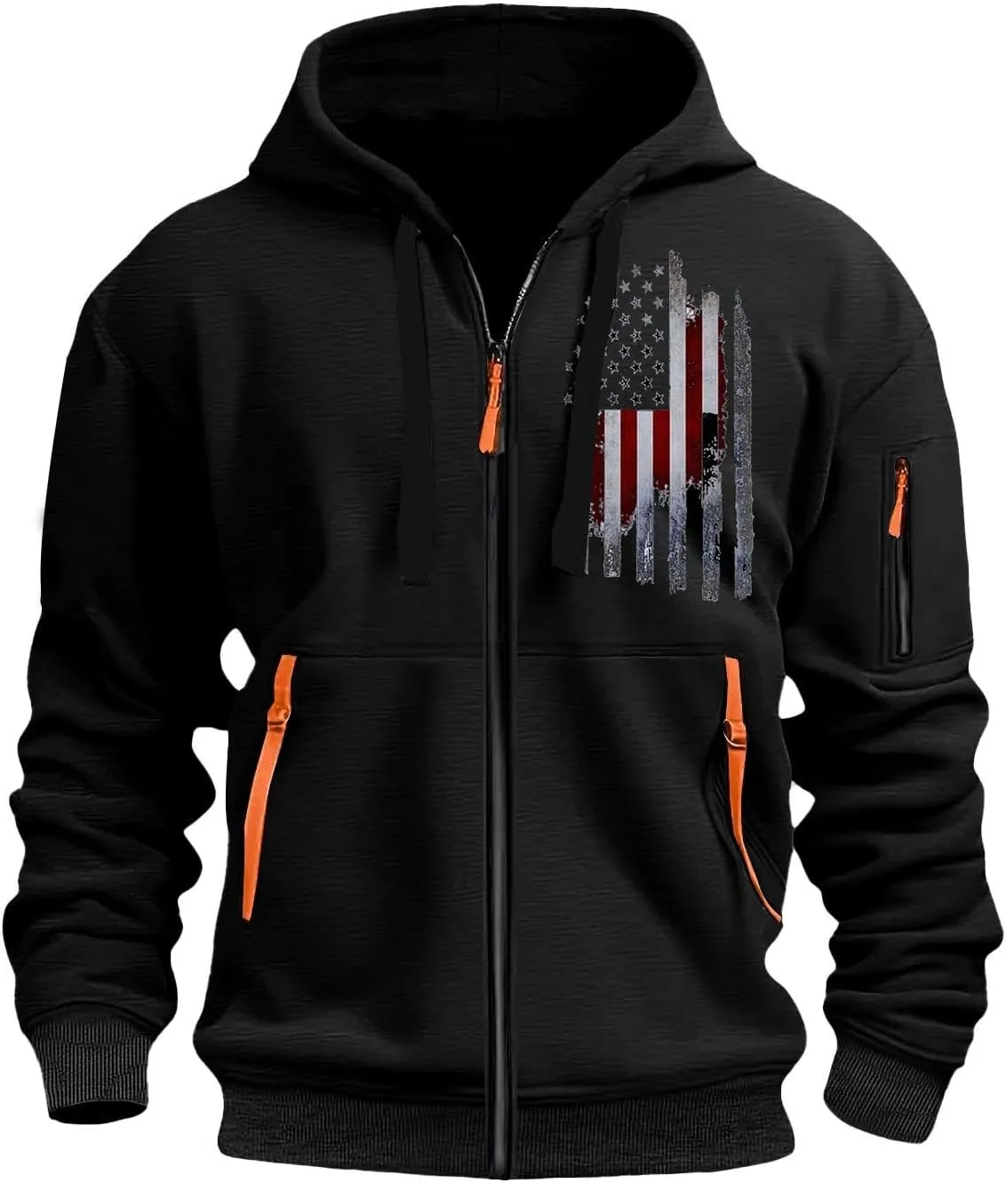 Mens Full Zip Casual Cotton Hooded Fleece Sleeved Hoodie Sweatshirt Casual Jacket Coat Hoodies For Men Fleece