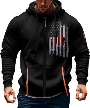 Mens Full Zip Casual Cotton Hooded Fleece Sleeved Hoodie Sweatshirt Casual Jacket Coat Hoodies For Men Fleece