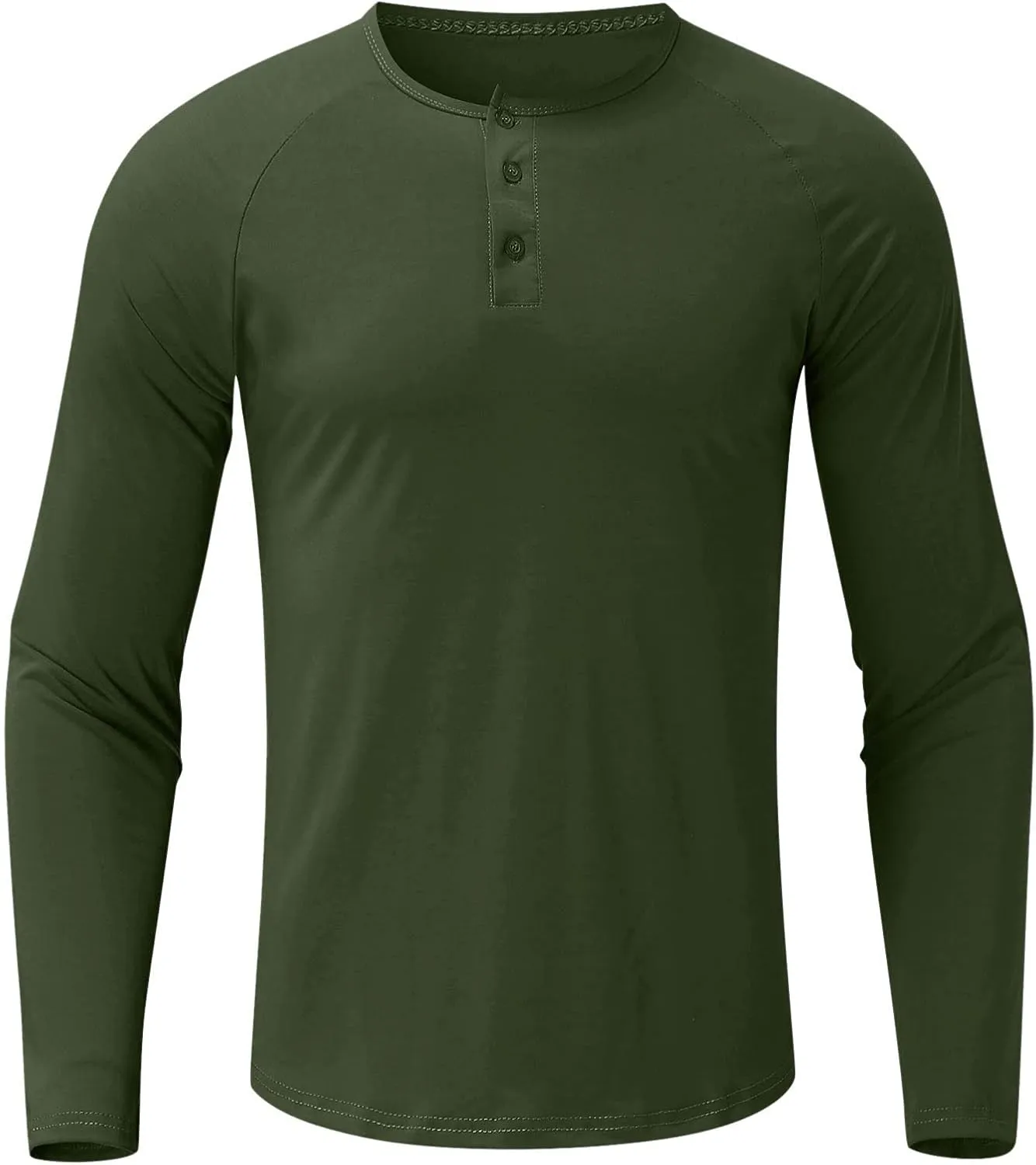 Men's Henley Shirt Long Sleeve Casual Lightweight Button Cotton Basic T-Shirt Raglan Sleeve