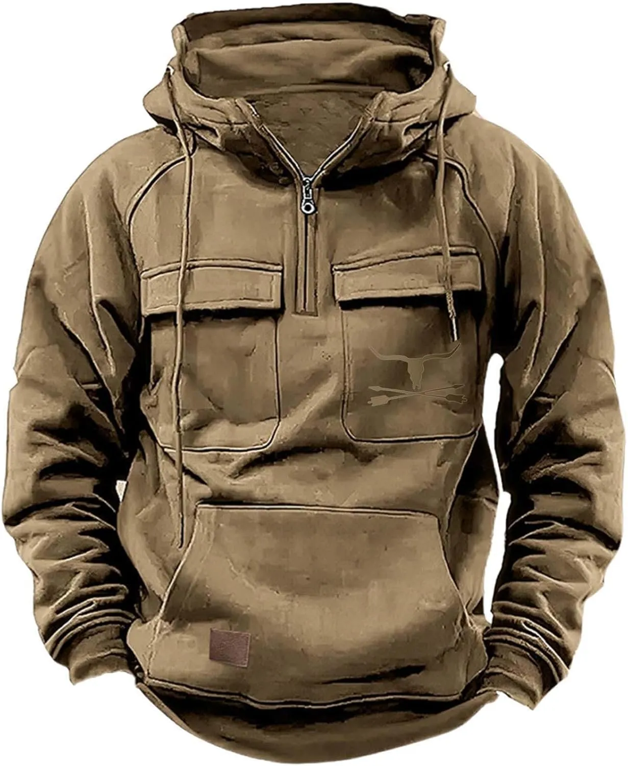 Mens Hoodies Aztec Vintage Graphic Western Hoodies Casual Long Sleeve Quarter Zip Pullover Sweatshirts with Pockets