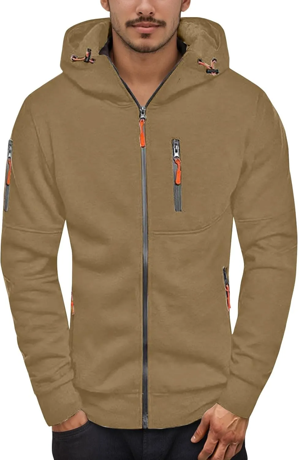 Mens Hoodies Jacket Winter Clothes For Sports Fashion Casual Long Sleeve Zip Up Loose Hoodies
