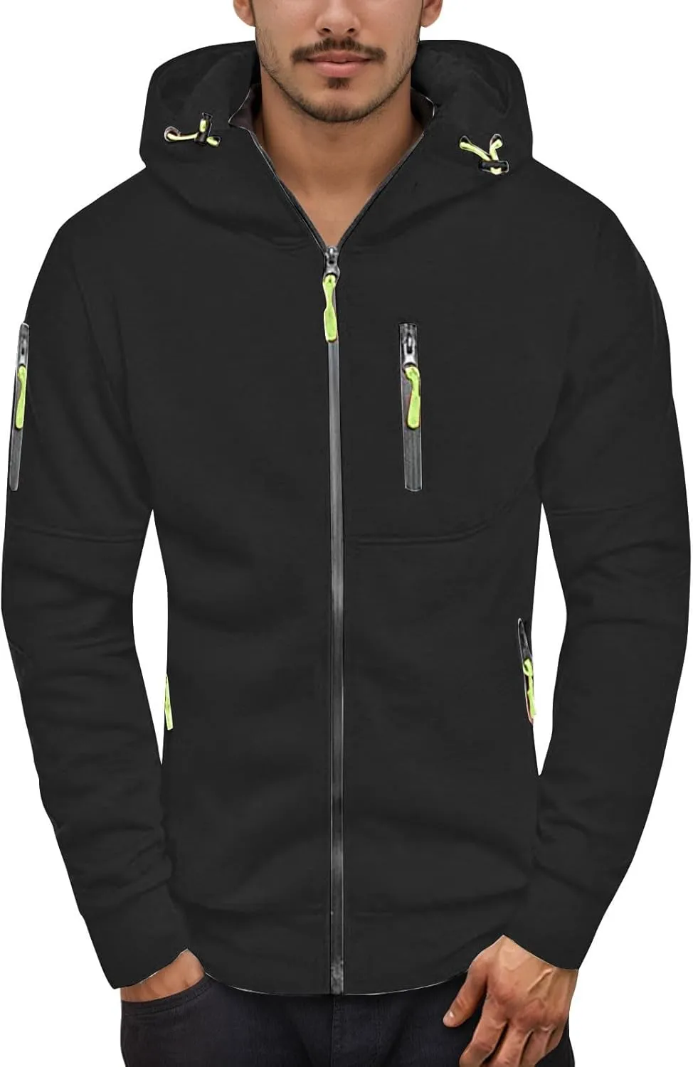 Mens Hoodies Jacket Winter Clothes For Sports Fashion Casual Long Sleeve Zip Up Loose Hoodies