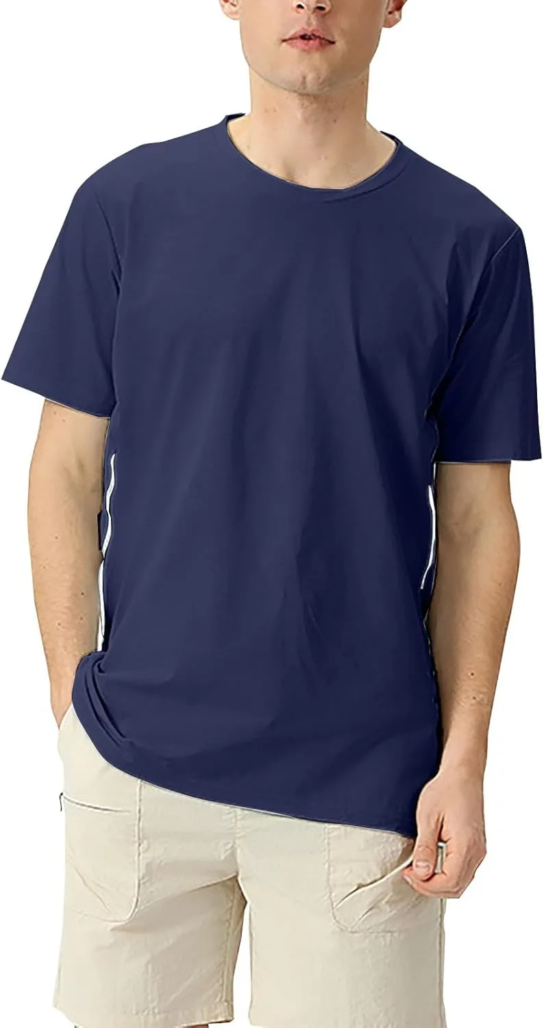 Men's Ice Silk Cooling Tshirt Short Sleeve Lightweight Top Quick Dry Breathable Stretch Workout Gym Training Activewear