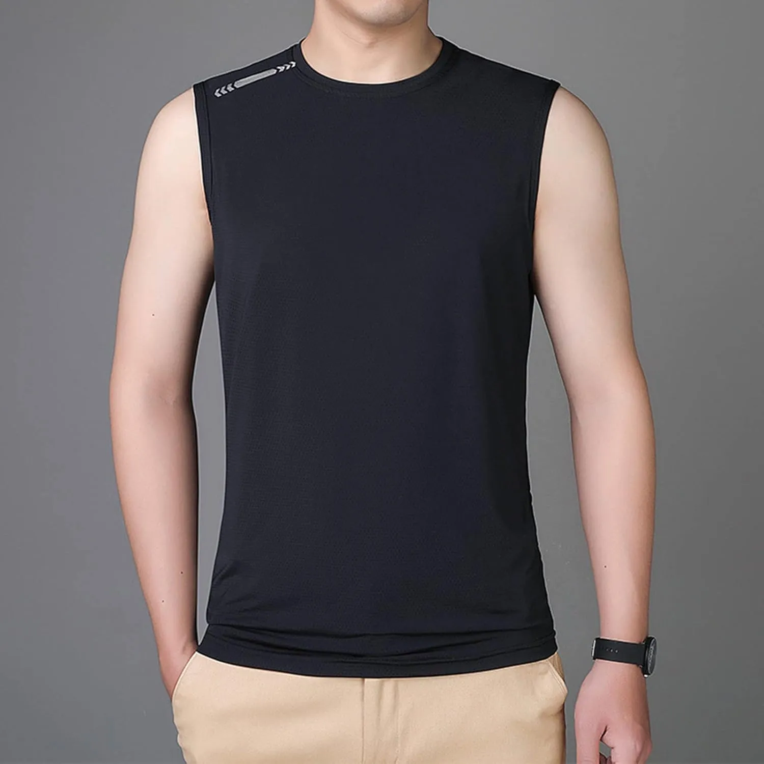 Men's Ice Silk Sport Tank Top Sleeveless Quick Dry Training Shirt Lightweight Breathable Gym Workout Cooling Muscle Shirt