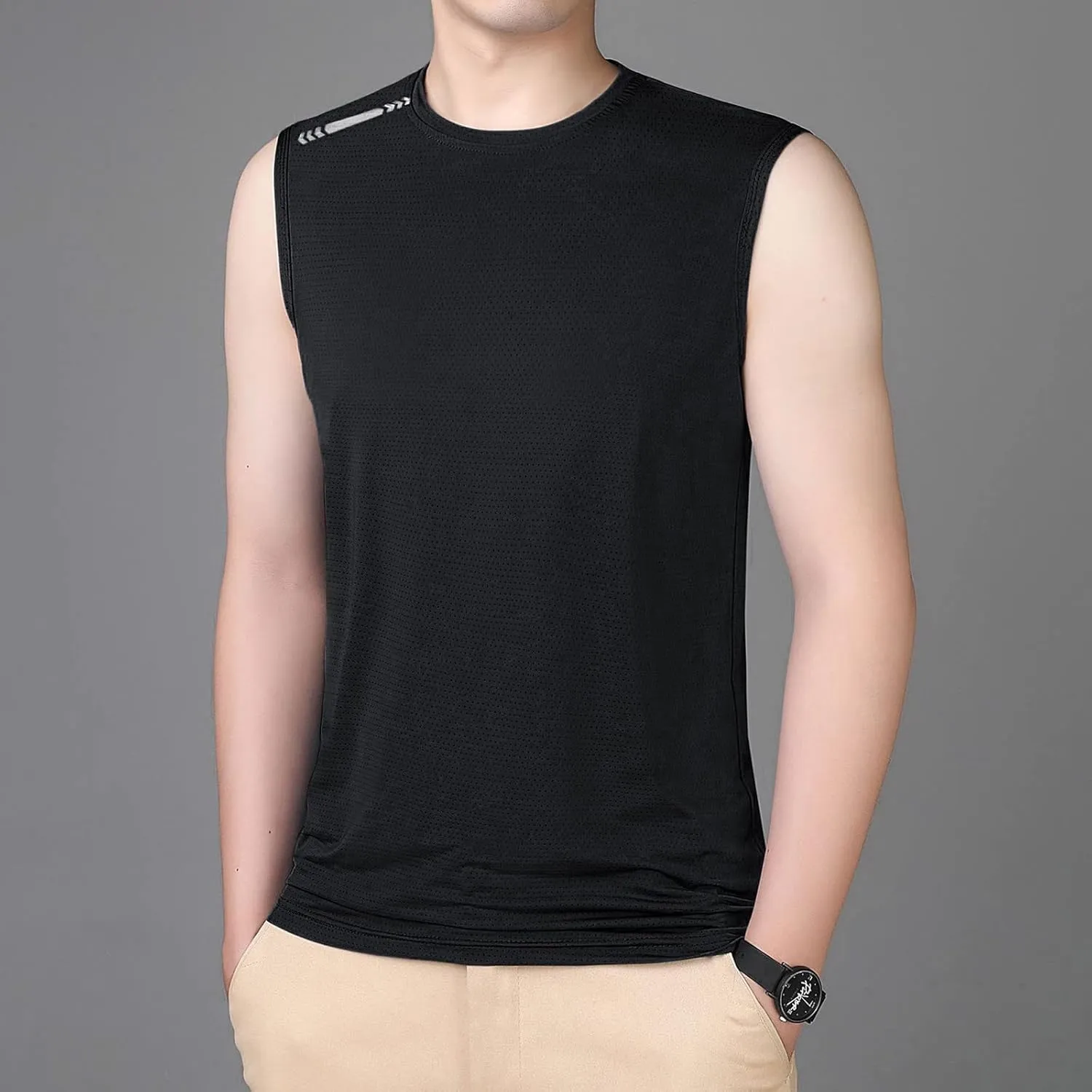 Men's Ice Silk Sport Tank Top Sleeveless Quick Dry Training Shirt Lightweight Breathable Gym Workout Cooling Muscle Shirt