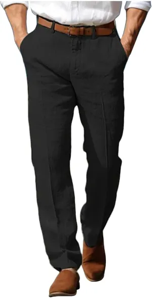 Mens Linen Dress Pants Casual Straight Leg Lounge Formal Business Trousers Baggy for Men Hemp Clothing