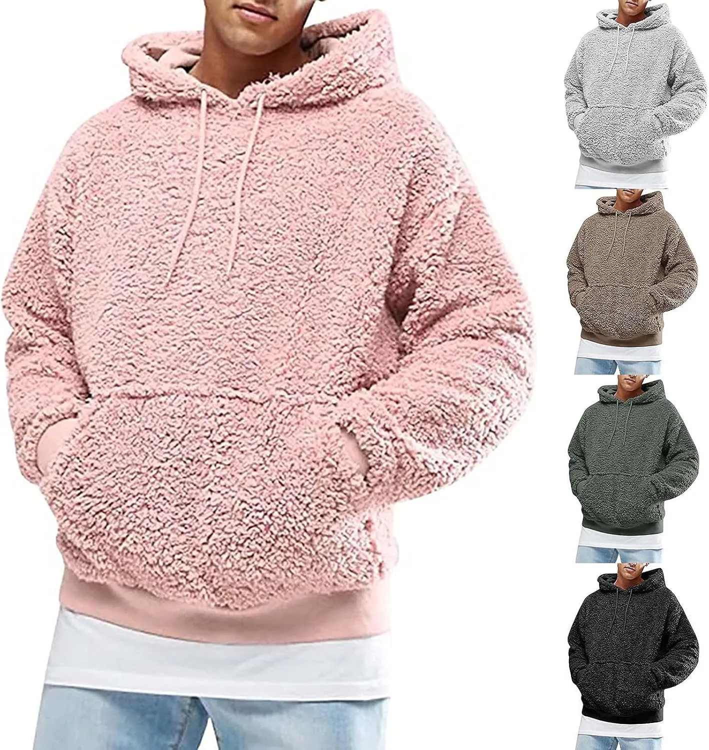 Mens Long Sleeve Hoodies Men's Casual Hoodie Sweatshirt Jacket Plush Sweater Top Lightweight Hoodies for Men