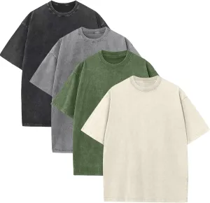 Mens Oversized T Shirts Acid Wash Loose Fit Vintage Washed Tee Shirt Short Sleeve Streetwear Casual T-Shirts