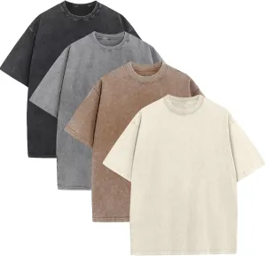 Mens Oversized T Shirts Acid Wash Loose Fit Vintage Washed Tee Shirt Short Sleeve Streetwear Casual T-Shirts