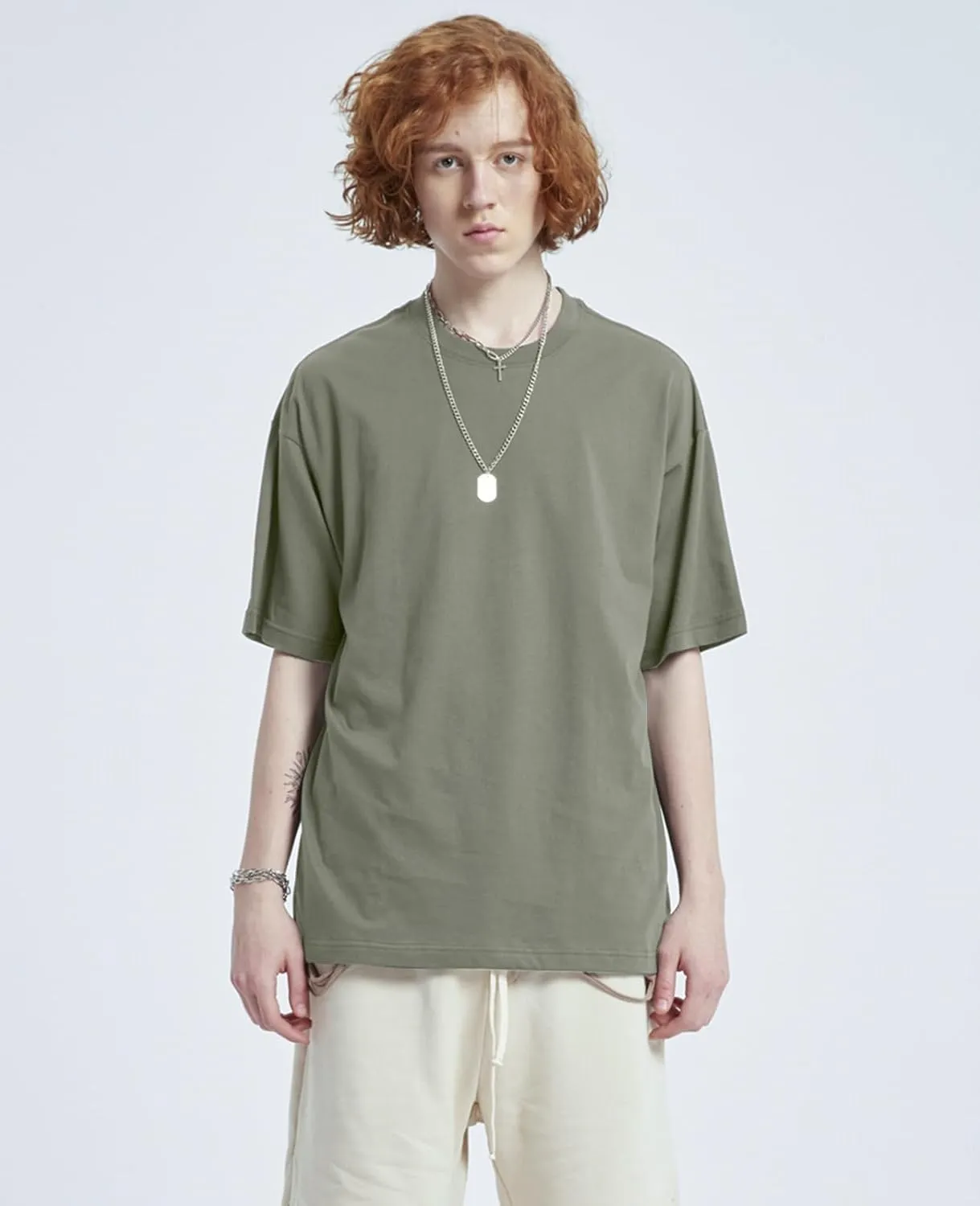 Men's Oversized T-Shirts Heavyweight Cotton Tee Crew Neck Short Sleeve T Shirts Loose Fit Basic Essential Soft Classic Tees