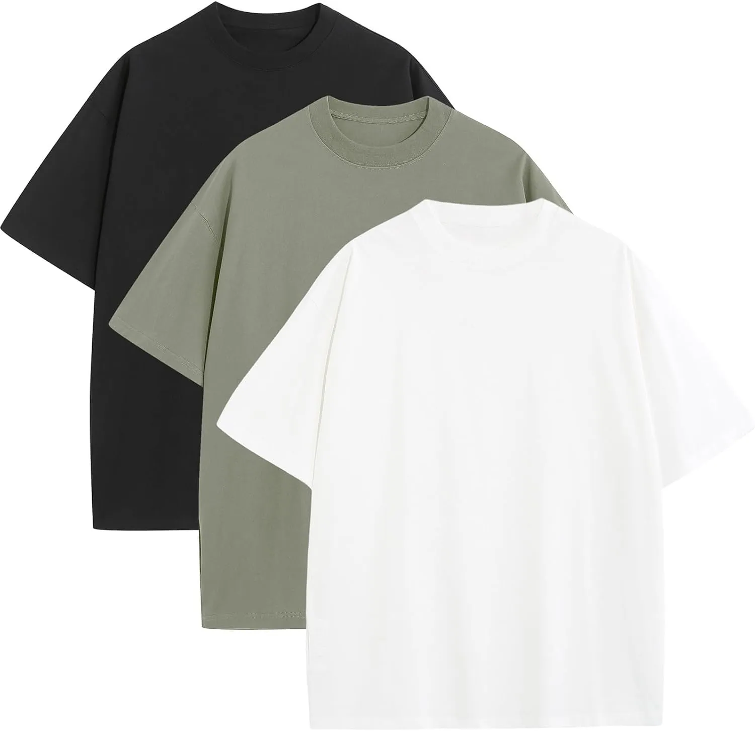 Men's Oversized T-Shirts Heavyweight Cotton Tee Crew Neck Short Sleeve T Shirts Loose Fit Basic Essential Soft Classic Tees
