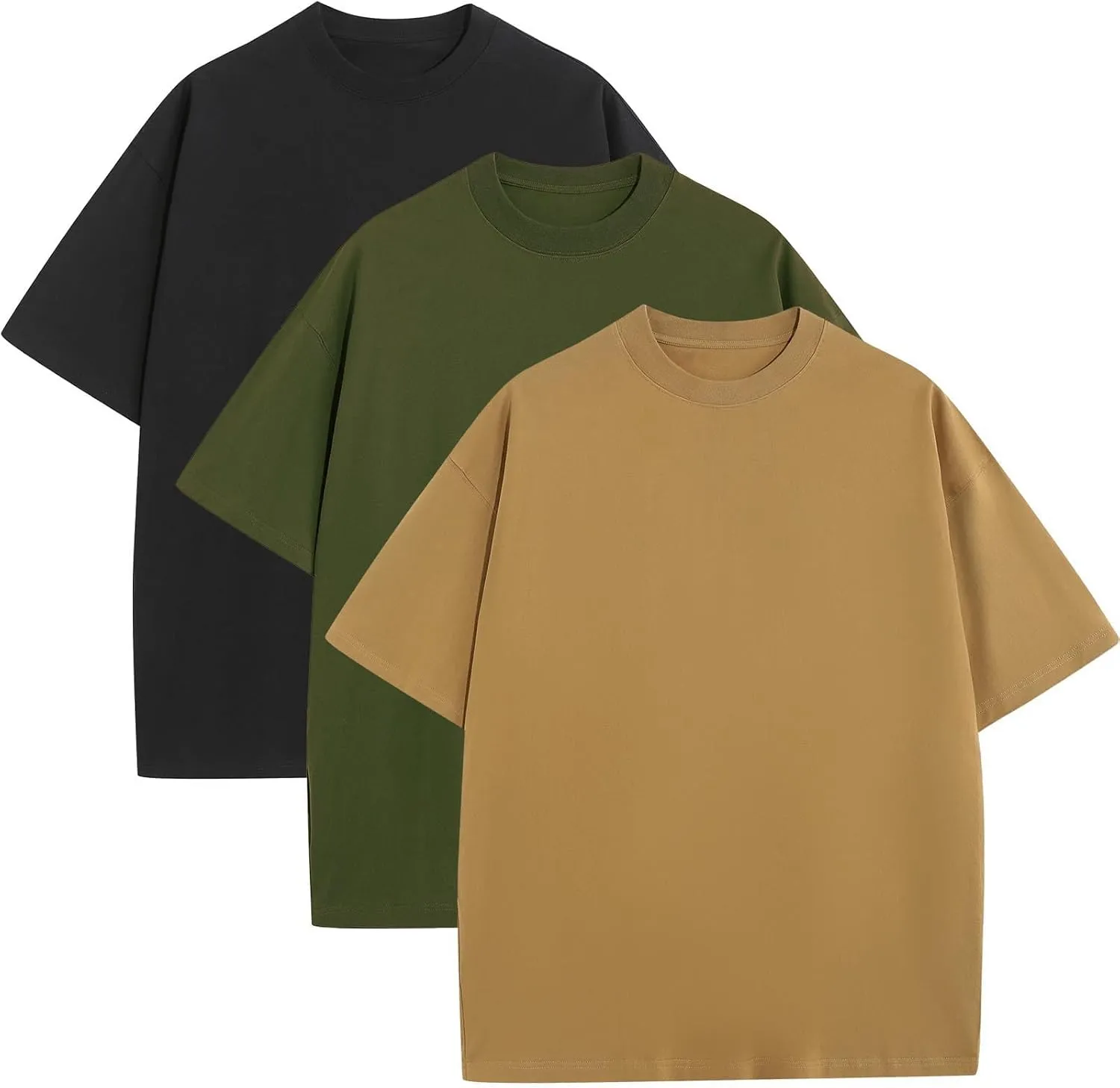 Men's Oversized T-Shirts Heavyweight Cotton Tee Crew Neck Short Sleeve T Shirts Loose Fit Basic Essential Soft Classic Tees