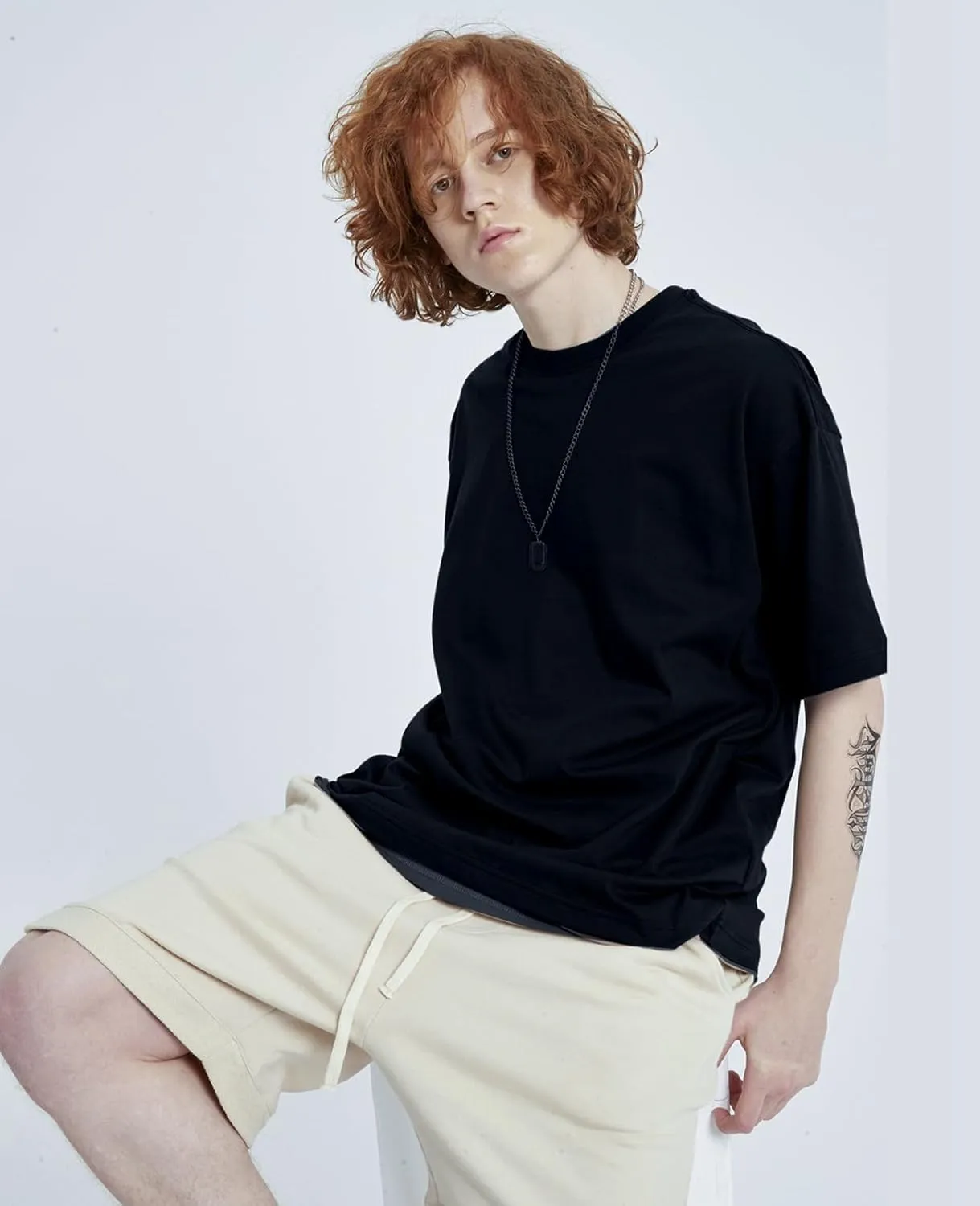 Men's Oversized T-Shirts Heavyweight Cotton Tee Crew Neck Short Sleeve T Shirts Loose Fit Basic Essential Soft Classic Tees