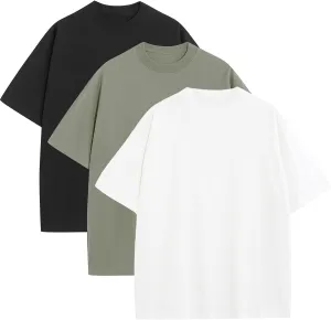 Men's Oversized T-Shirts Heavyweight Cotton Tee Crew Neck Short Sleeve T Shirts Loose Fit Basic Essential Soft Classic Tees