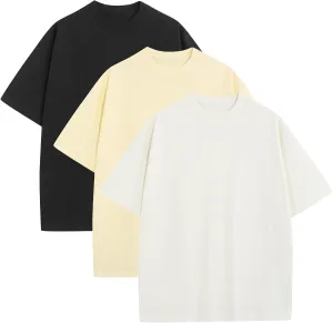 Men's Oversized T-Shirts Heavyweight Cotton Tee Crew Neck Short Sleeve T Shirts Loose Fit Basic Essential Soft Classic Tees