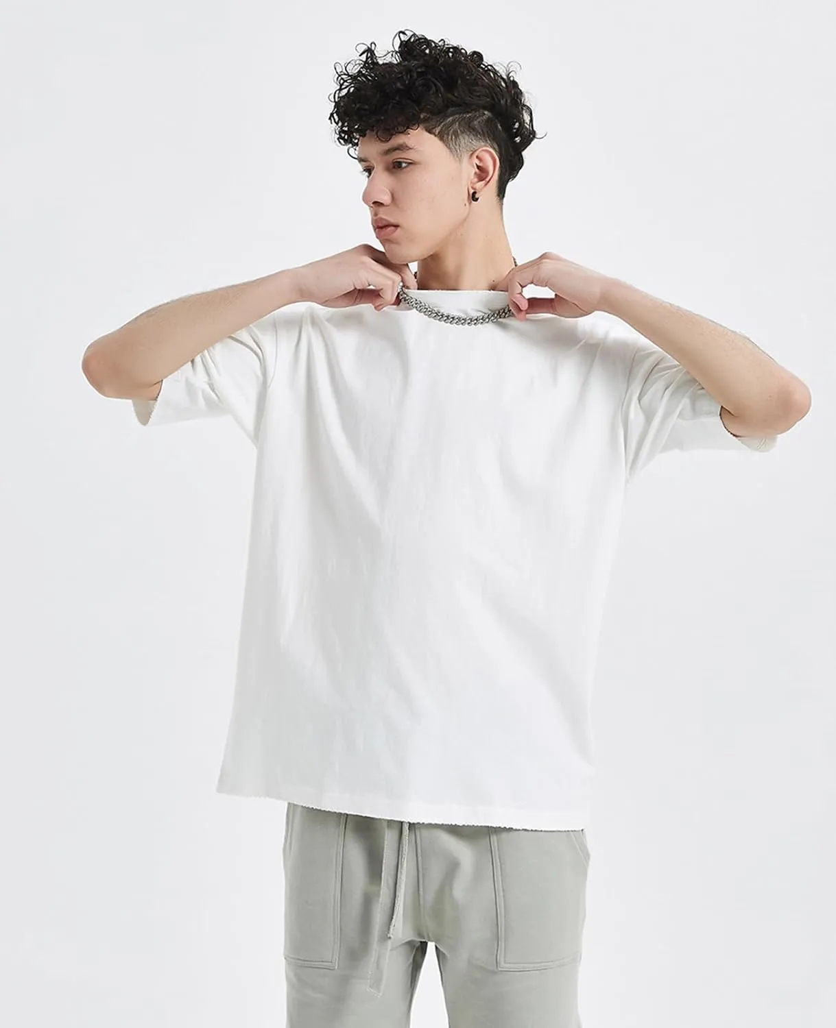 Men's Oversized T-Shirts Heavyweight Cotton Tee Crew Neck Short Sleeve T Shirts Loose Fit Basic Essential Soft Classic Tees