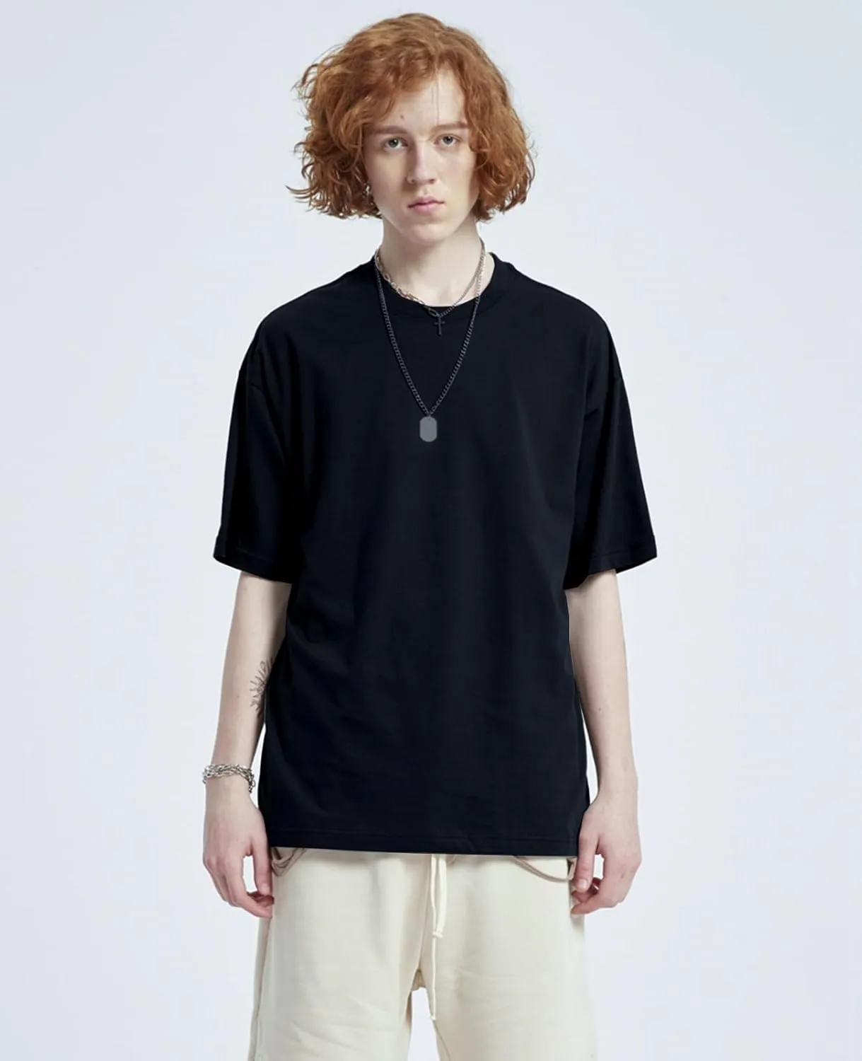 Men's Oversized T-Shirts Heavyweight Cotton Tee Crew Neck Short Sleeve T Shirts Loose Fit Basic Essential Soft Classic Tees