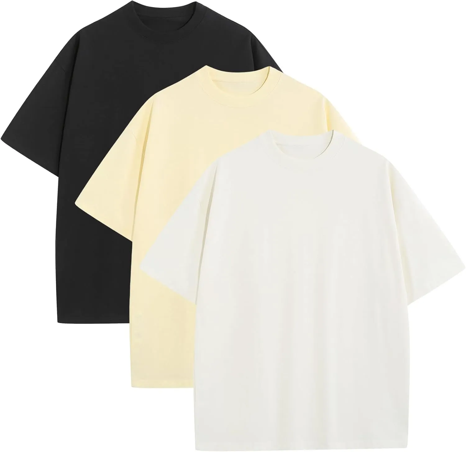 Men's Oversized T-Shirts Heavyweight Cotton Tee Crew Neck Short Sleeve T Shirts Loose Fit Basic Essential Soft Classic Tees