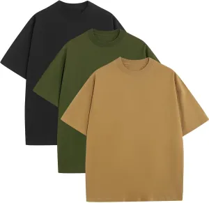 Men's Oversized T-Shirts Heavyweight Cotton Tee Crew Neck Short Sleeve T Shirts Loose Fit Basic Essential Soft Classic Tees