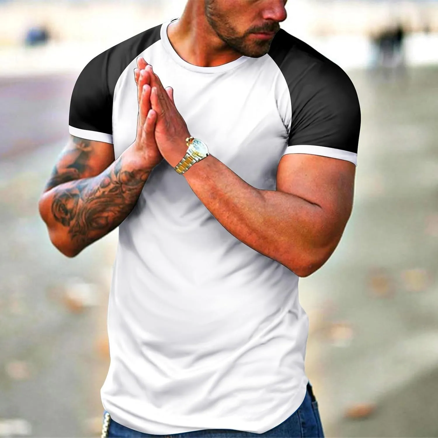 Men's Shirts Breathable Short Sleeve Printed Regular Fit Outdoor Workout Tees True Comfort Stylish Tops