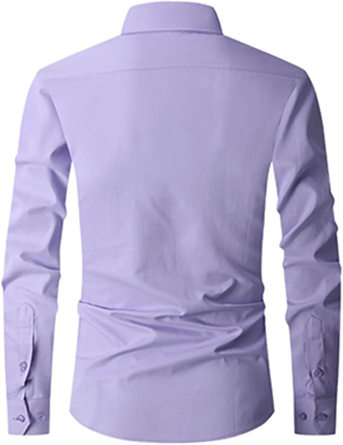 Men's Solid Dress Shirt Long Sleeve Wrinkle Free Button Down Stretch Business Meetings Top Slim Fit Work Casual Shirt
