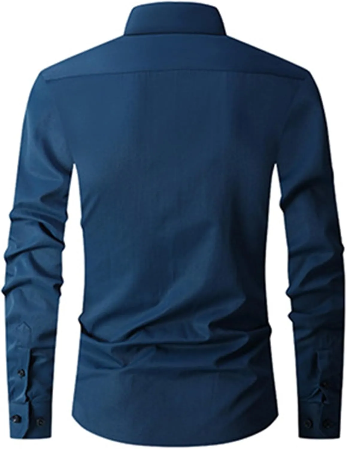 Men's Solid Dress Shirt Long Sleeve Wrinkle Free Button Down Stretch Business Meetings Top Slim Fit Work Casual Shirt