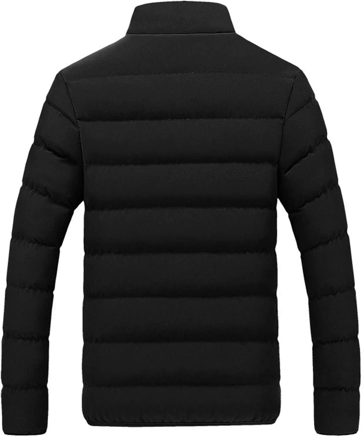 Mens Stand Up Collar Padded Jacket Big and Tall Puffer Coat with Zipper Pockets Heavyweight Winter Coats Hiking Jacket