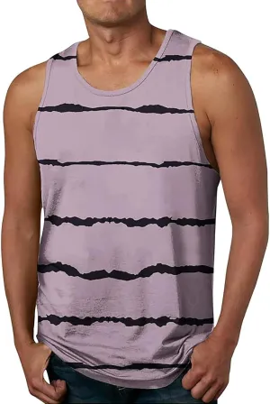 Men's Striped Tank Top Sleeveless Summer Casual Fashion Racerback Shirt Lightweight Gym Workout Training Athletic Muscle Vest