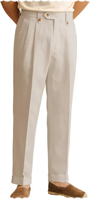 Mens Summer Linen Blend Dress Pants Vintage Modern Fit Suit Linen Pants Lounge Trousers