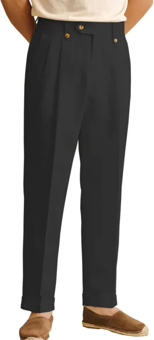 Mens Summer Linen Blend Dress Pants Vintage Modern Fit Suit Linen Pants Lounge Trousers