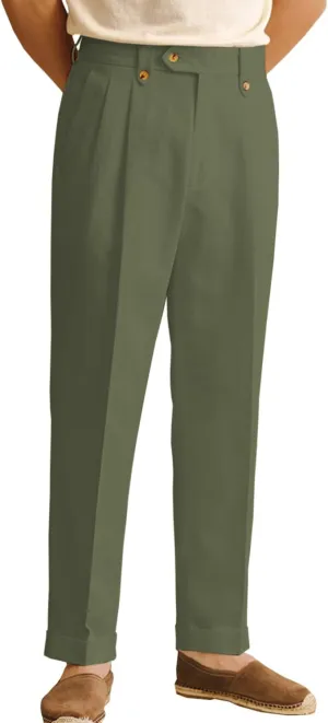 Mens Summer Linen Blend Dress Pants Vintage Modern Fit Suit Linen Pants Lounge Trousers